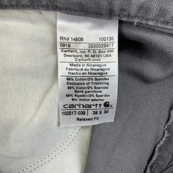 Carhartt Mens Pants 38 Gray Rugged Flex Relaxed Fit Canvas Rigby Utility 38x30 - Picture 7 of 13